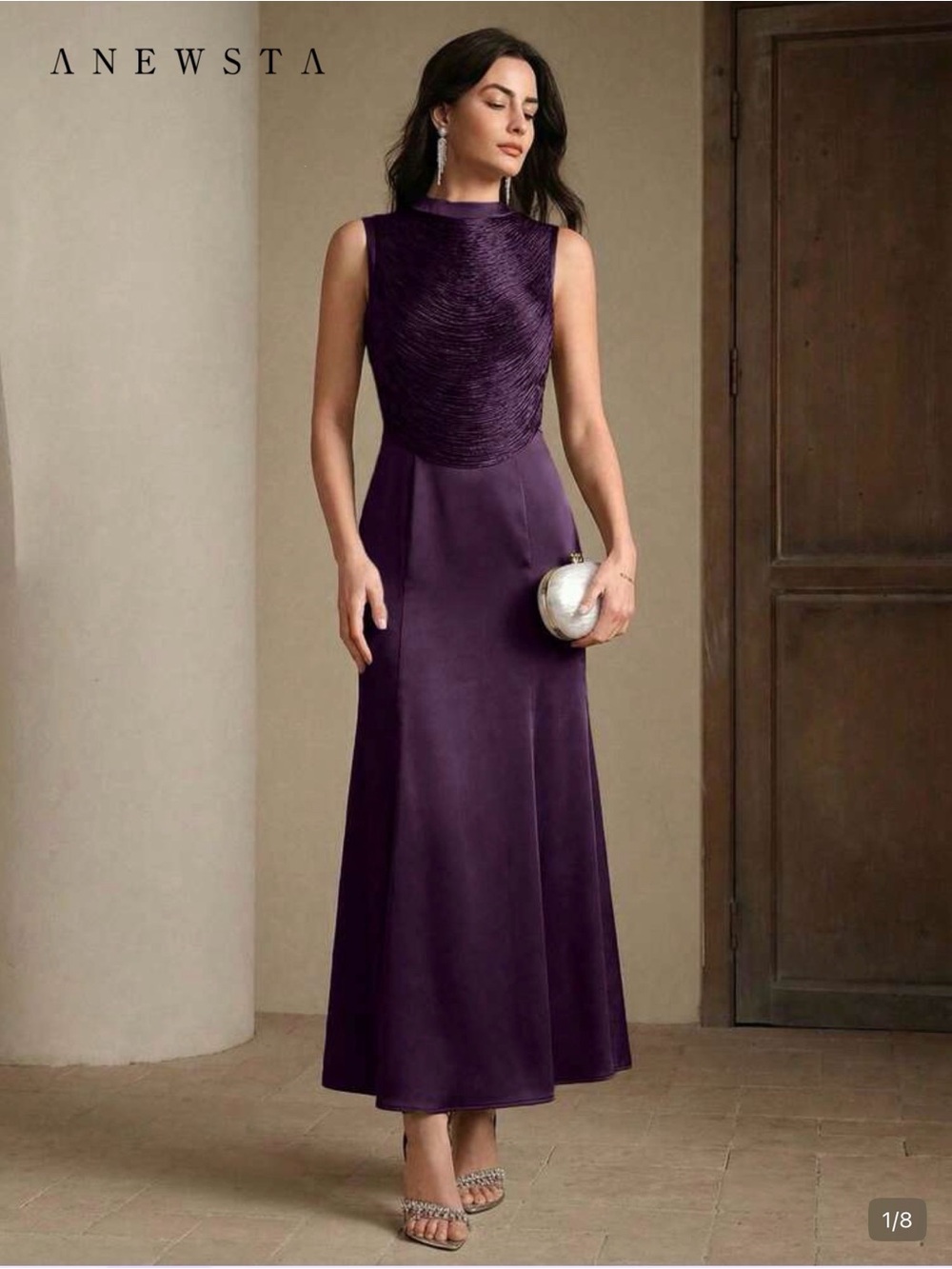 Elegant Purple Sleeveless Evening Dress